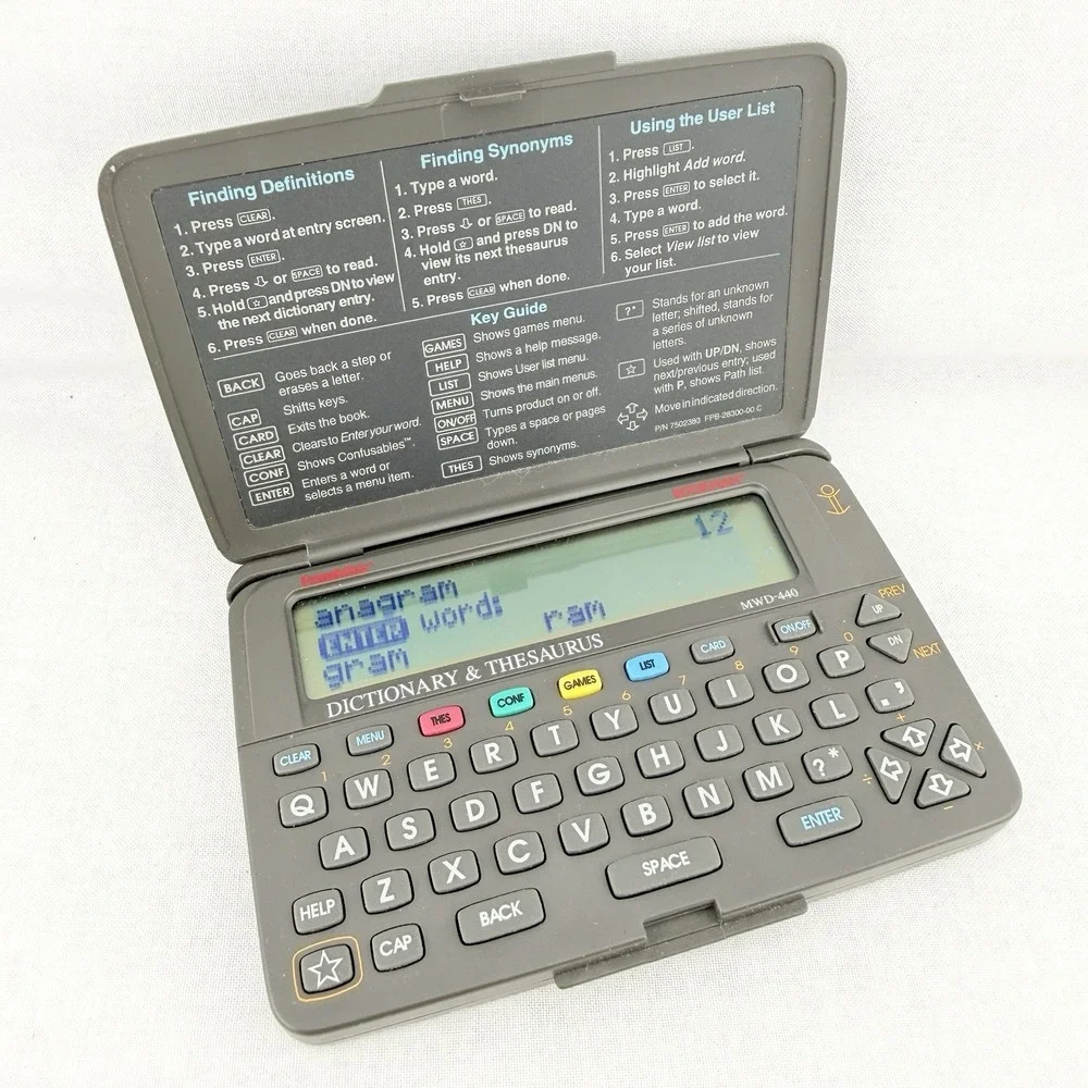 Vintage‎ Franklin Bookman MWD-440 + Word Games WGM-2037 Cartridge - Works Great!